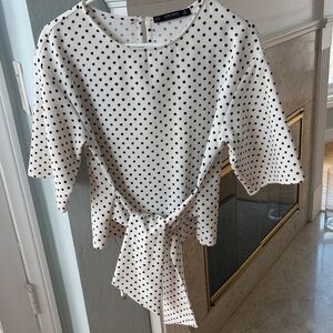 Zara Black and White Polka Dot Blouse